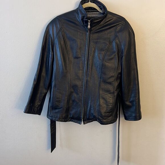 Vintage Wilson’s Leather Jacket Zip Up Black Genuine Leather Large unisex Y2K - Picture 7 of 15